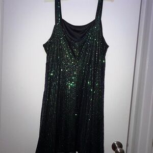 Green sparkly party dress